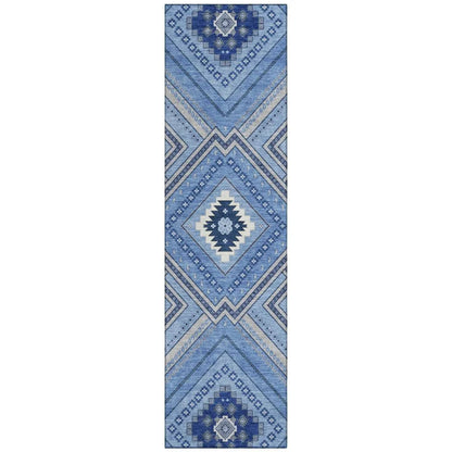 LOOMLAN Rugs Solene Blue Washable Indoor-Outdoor Rug
