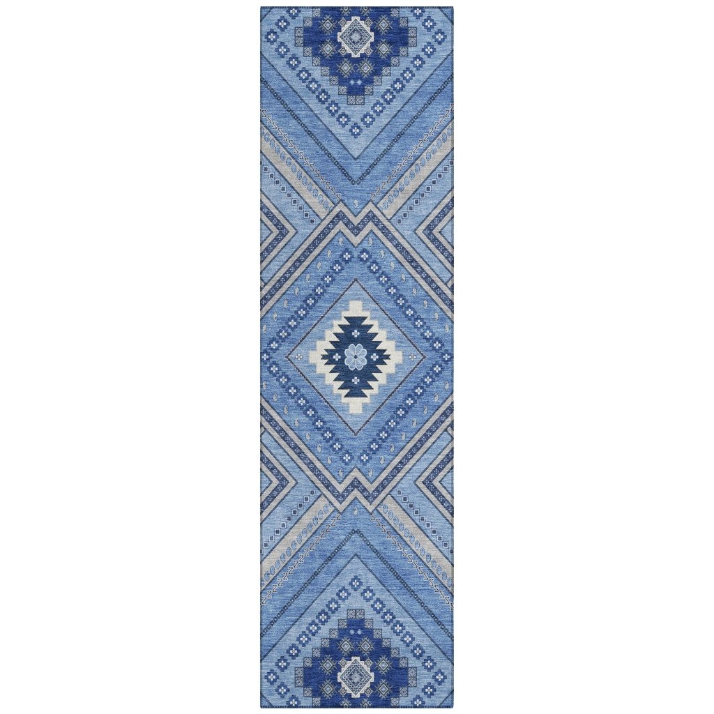 LOOMLAN Rugs Solene Blue Washable Indoor-Outdoor Rug