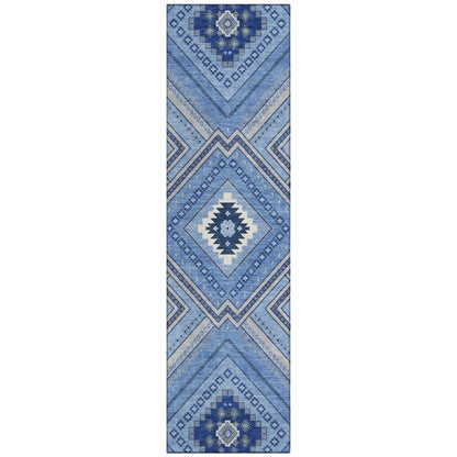 LOOMLAN Rugs Solene Blue Washable Indoor-Outdoor Rug