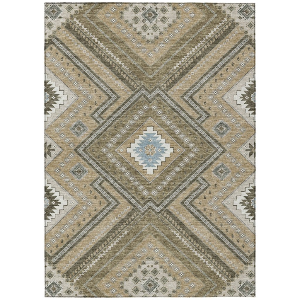 LOOMLAN Rugs Solene Brown Washable Indoor-Outdoor Rug