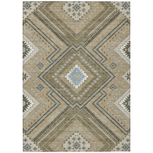 LOOMLAN Rugs Solene Brown Washable Indoor-Outdoor Rug