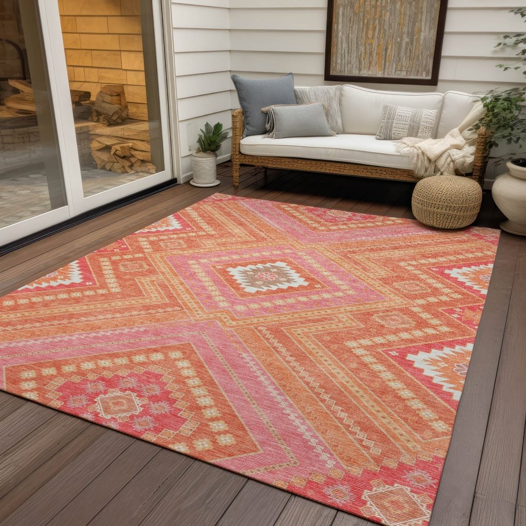 LOOMLAN Rugs Solene Coral Washable Indoor-Outdoor Rug