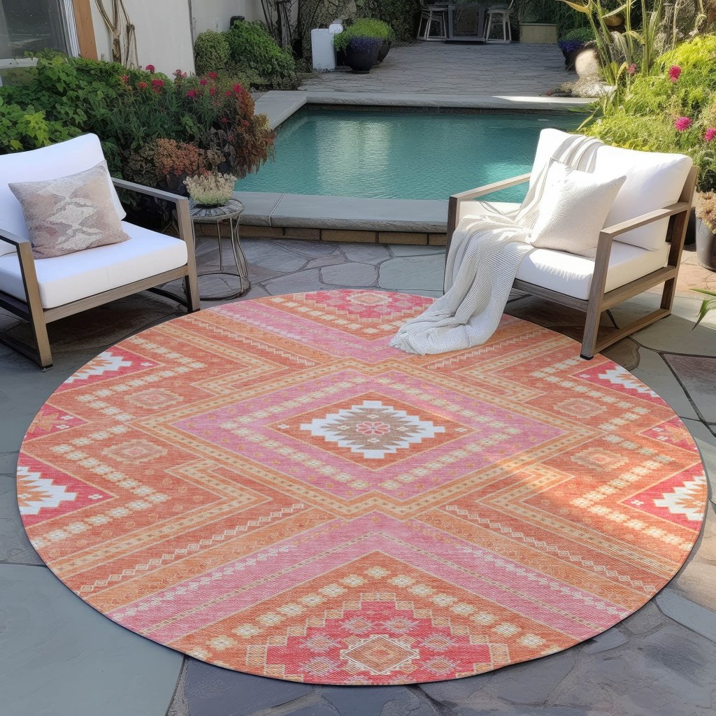 LOOMLAN Rugs Solene Coral Washable Indoor-Outdoor Rug