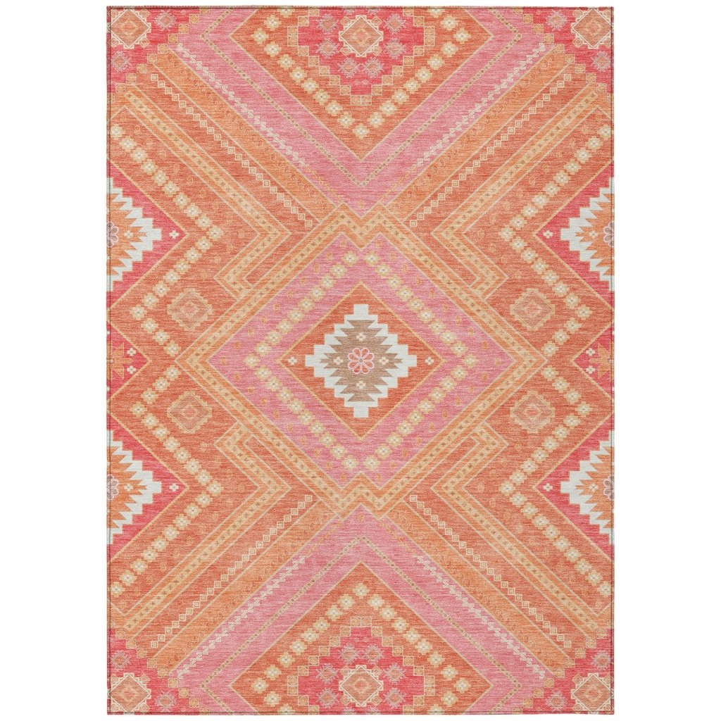 LOOMLAN Rugs Solene Coral Washable Indoor-Outdoor Rug