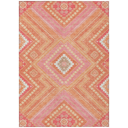 LOOMLAN Rugs Solene Coral Washable Indoor-Outdoor Rug