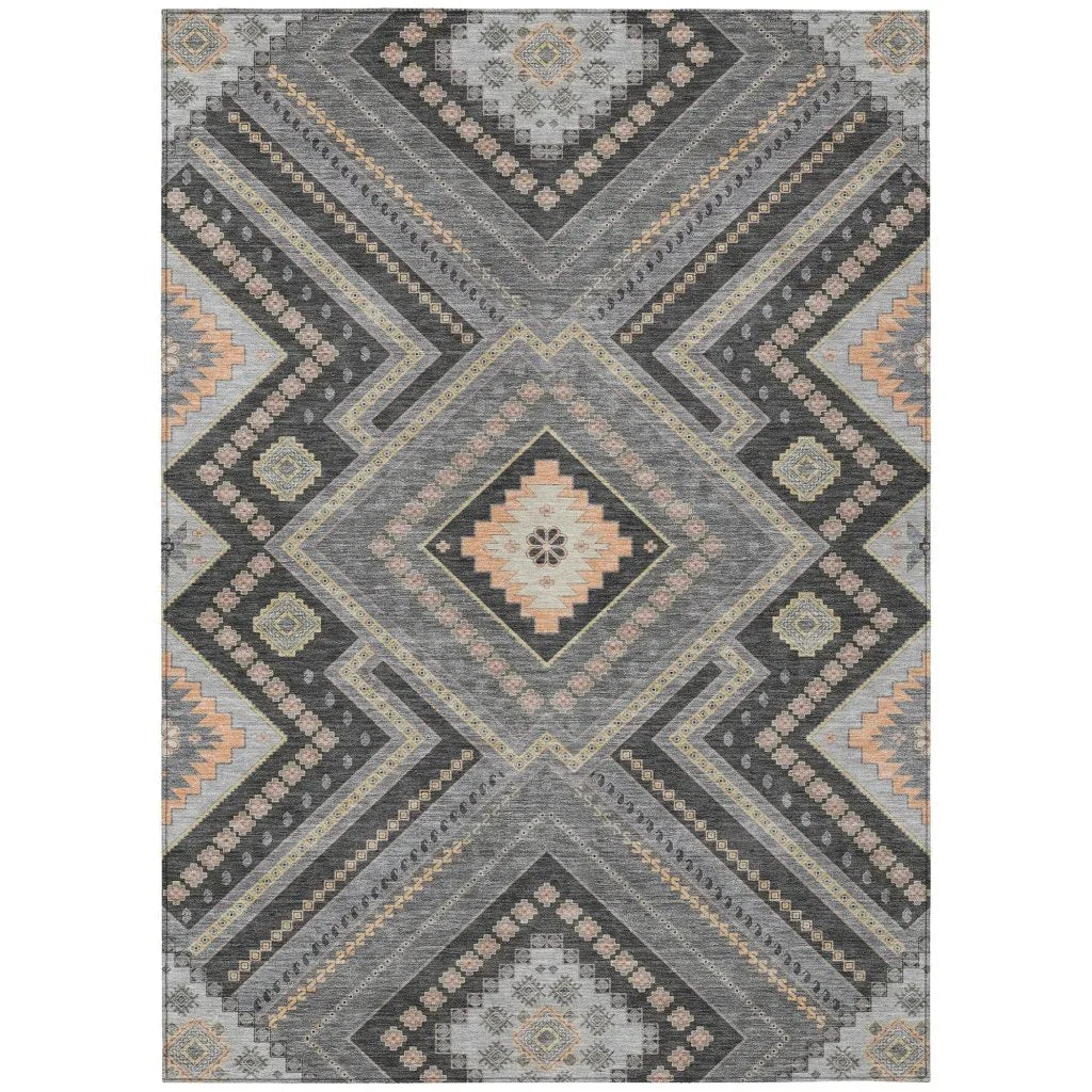 LOOMLAN Rugs Solene Gray Washable Indoor-Outdoor Rug