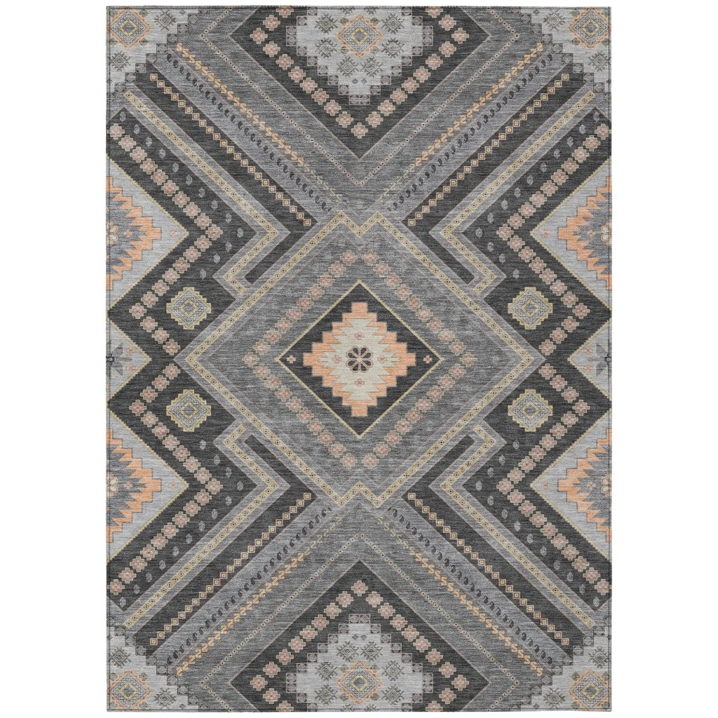 LOOMLAN Rugs Solene Gray Washable Indoor-Outdoor Rug