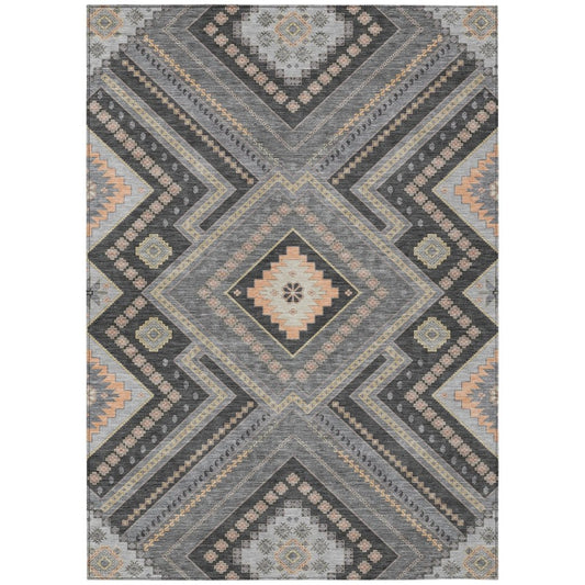 LOOMLAN Rugs Solene Gray Washable Indoor-Outdoor Rug