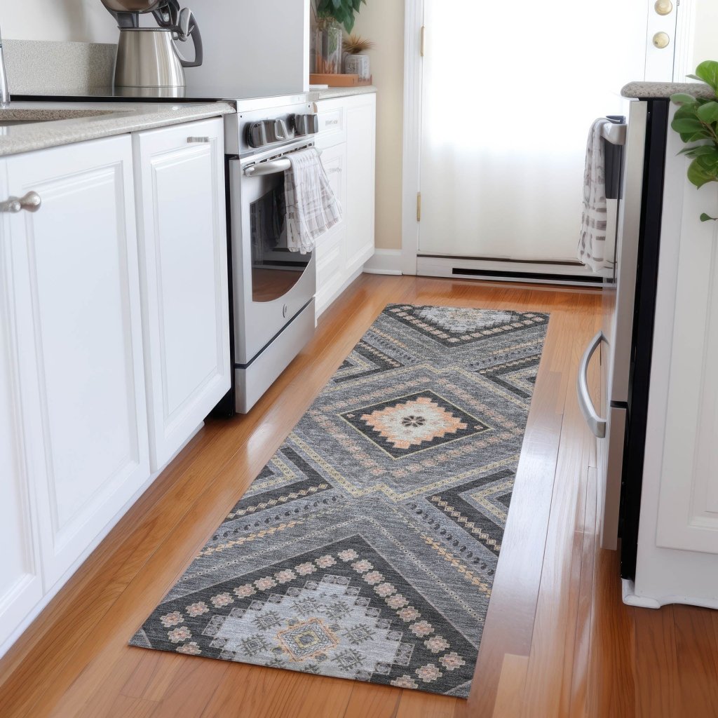 LOOMLAN Rugs Solene Gray Washable Indoor-Outdoor Rug