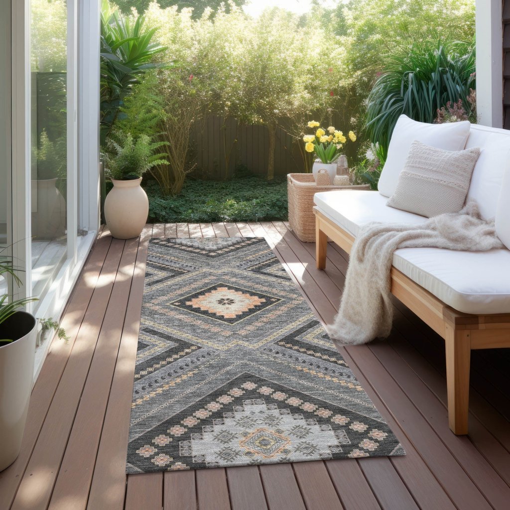 LOOMLAN Rugs Solene Gray Washable Indoor-Outdoor Rug