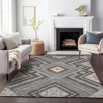 LOOMLAN Rugs Solene Gray Washable Indoor-Outdoor Rug