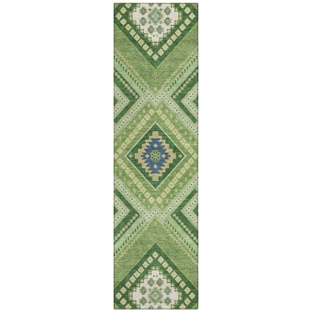LOOMLAN Rugs Solene Green Washable Indoor-Outdoor Rug