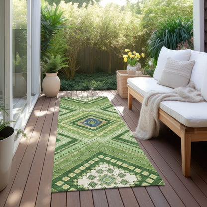 LOOMLAN Rugs Solene Green Washable Indoor-Outdoor Rug