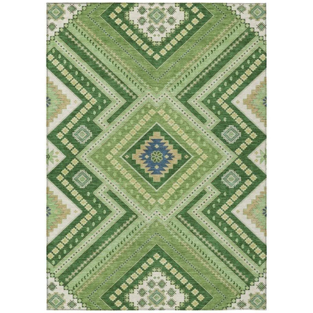LOOMLAN Rugs Solene Green Washable Indoor-Outdoor Rug