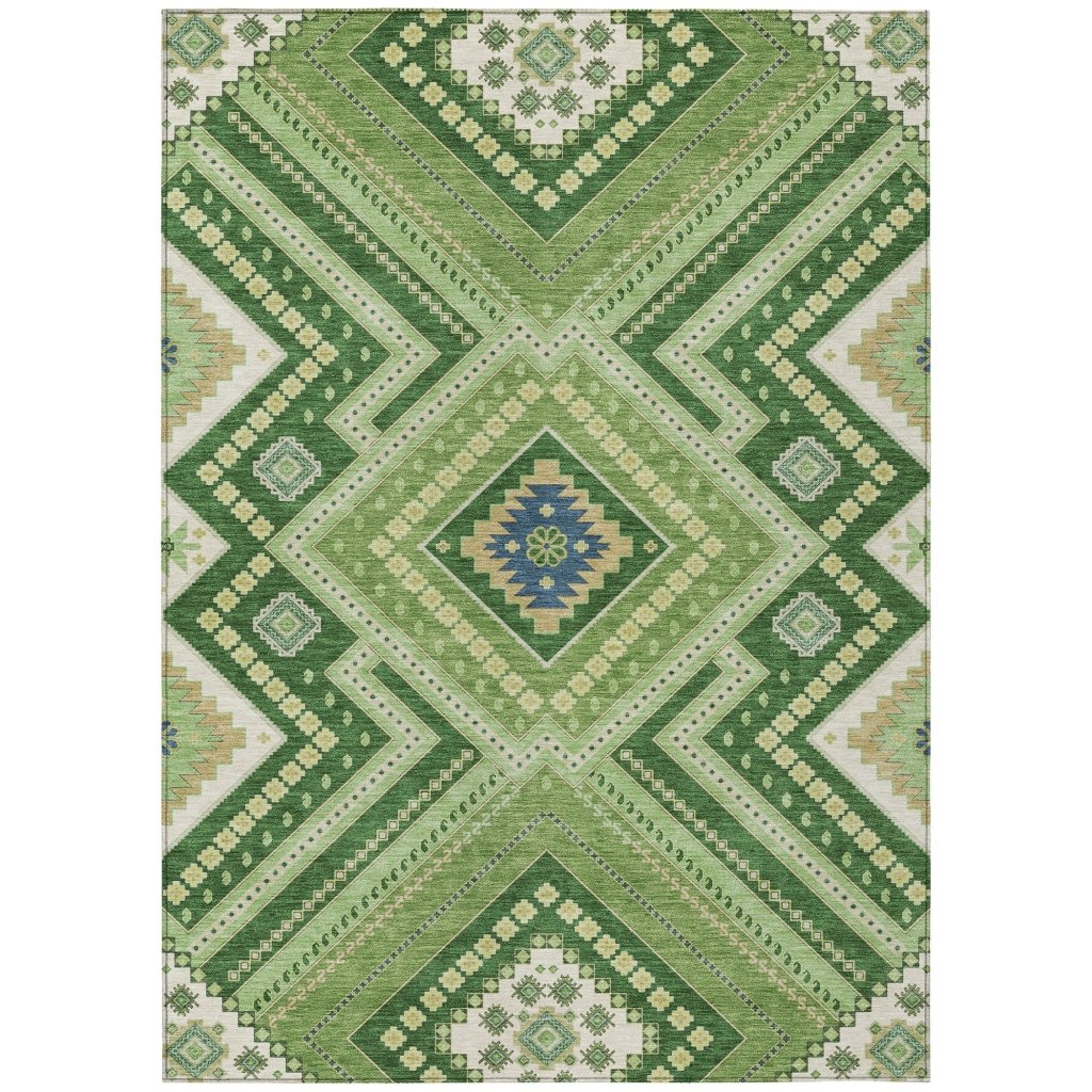 LOOMLAN Rugs Solene Green Washable Indoor-Outdoor Rug