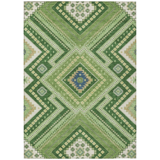 LOOMLAN Rugs Solene Green Washable Indoor-Outdoor Rug
