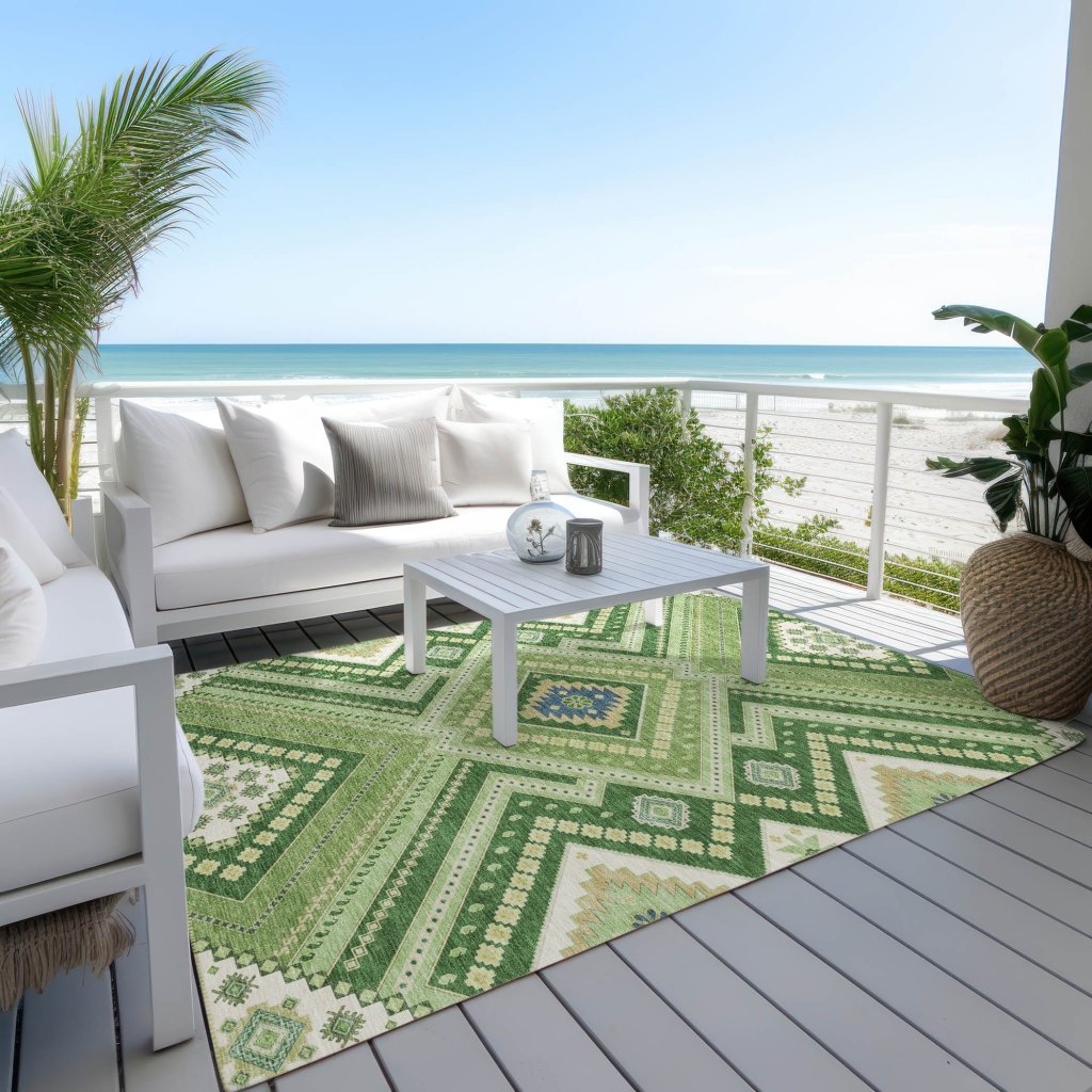 LOOMLAN Rugs Solene Green Washable Indoor-Outdoor Rug