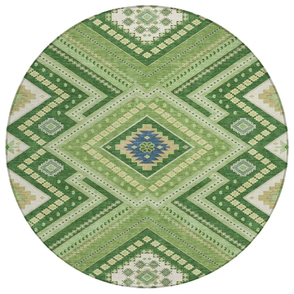 LOOMLAN Rugs Solene Green Washable Indoor-Outdoor Rug