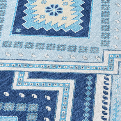 LOOMLAN Rugs Solene Navy Washable Indoor-Outdoor Rug