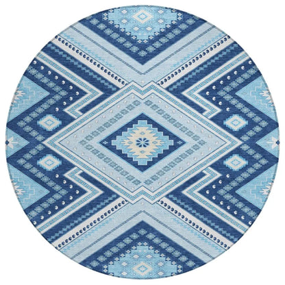 LOOMLAN Rugs Solene Navy Washable Indoor-Outdoor Rug