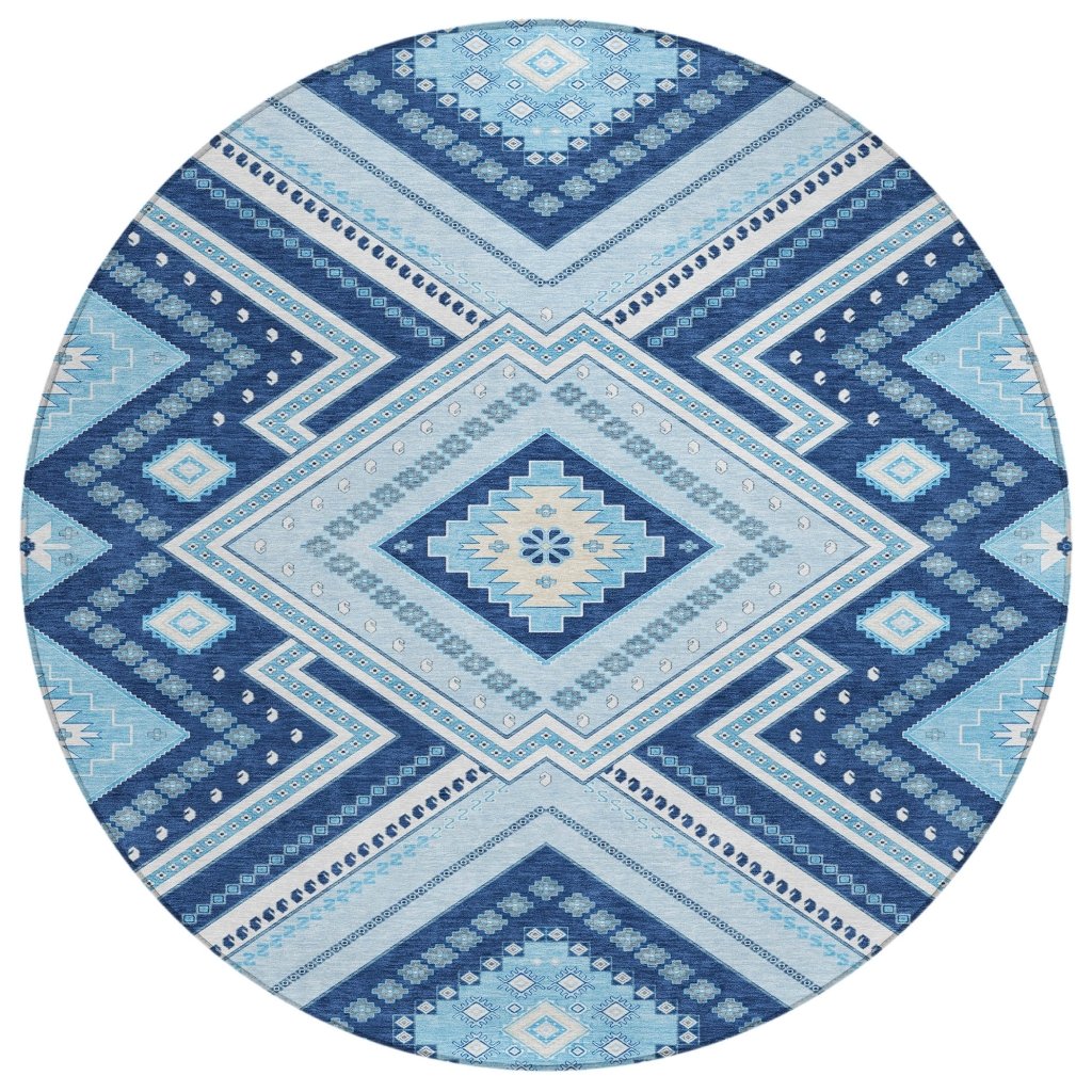 LOOMLAN Rugs Solene Navy Washable Indoor-Outdoor Rug