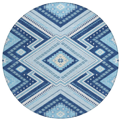 LOOMLAN Rugs Solene Navy Washable Indoor-Outdoor Rug