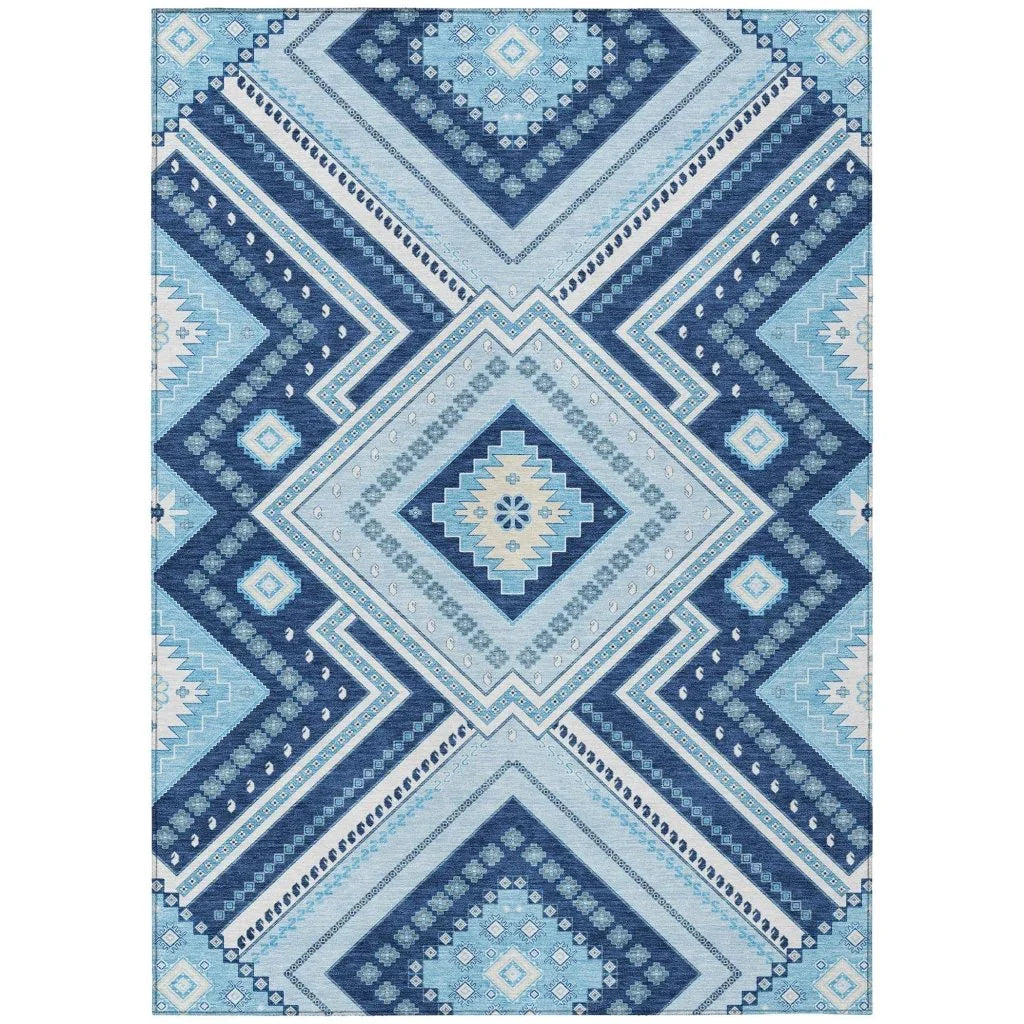 LOOMLAN Rugs Solene Navy Washable Indoor-Outdoor Rug