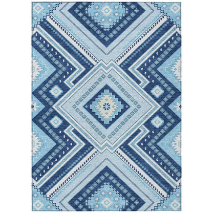 LOOMLAN Rugs Solene Navy Washable Indoor-Outdoor Rug