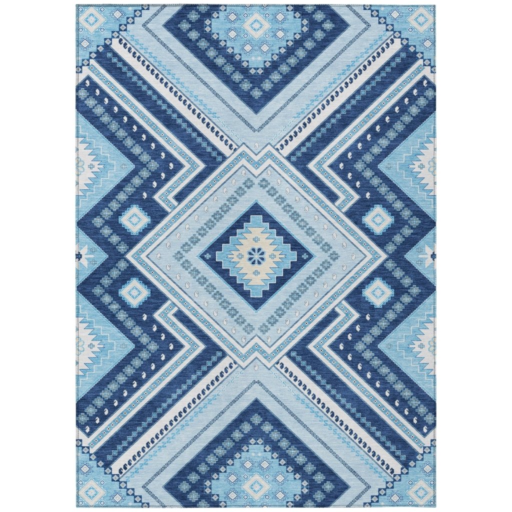 LOOMLAN Rugs Solene Navy Washable Indoor-Outdoor Rug