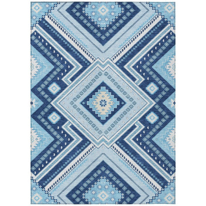 LOOMLAN Rugs Solene Navy Washable Indoor-Outdoor Rug