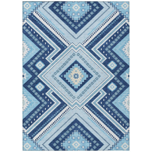 LOOMLAN Rugs Solene Navy Washable Indoor-Outdoor Rug