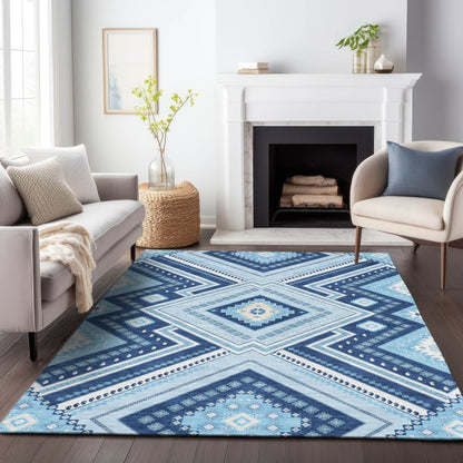 LOOMLAN Rugs Solene Navy Washable Indoor-Outdoor Rug