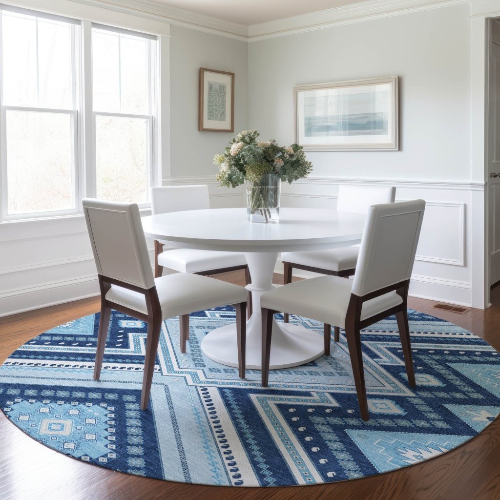LOOMLAN Rugs Solene Navy Washable Indoor-Outdoor Rug