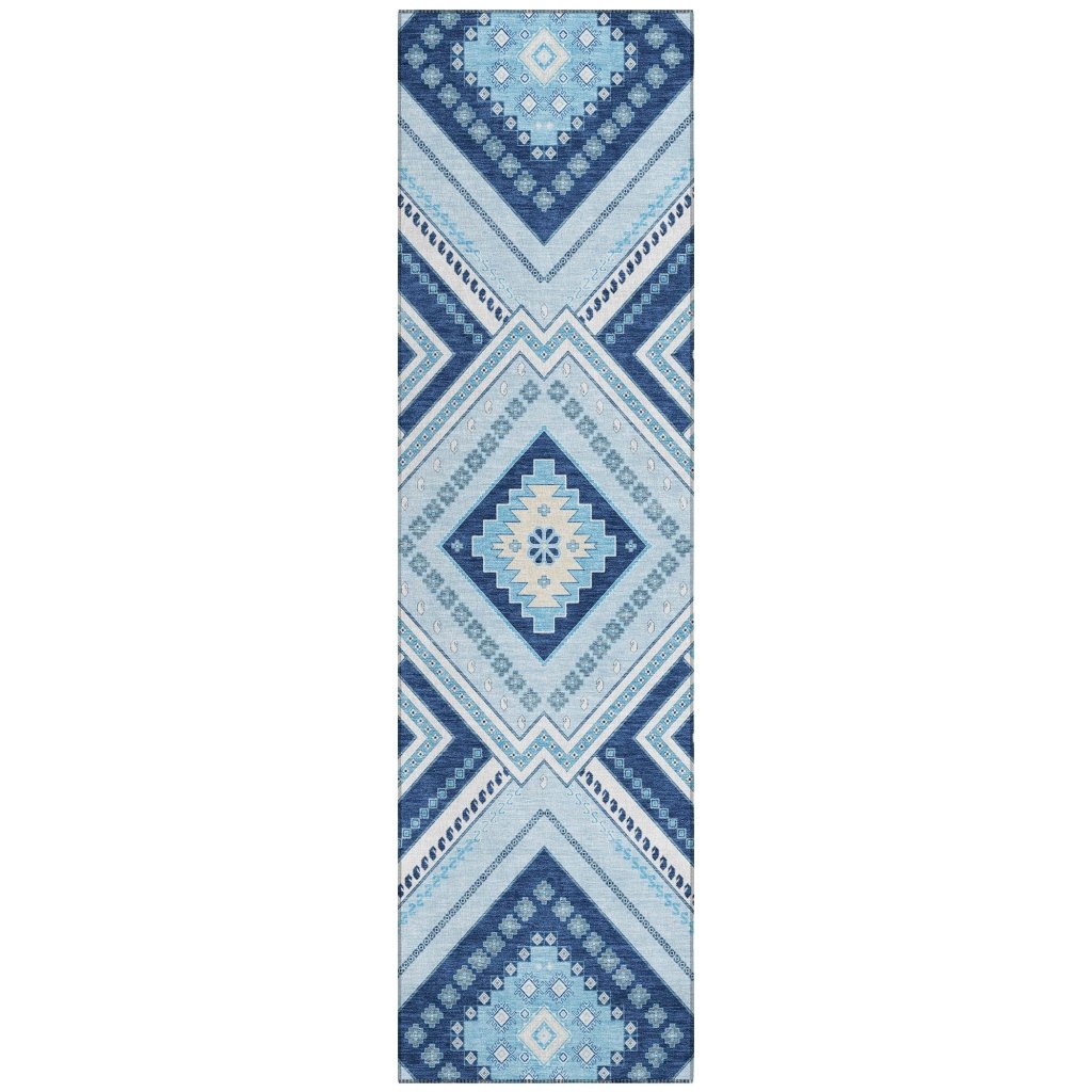LOOMLAN Rugs Solene Navy Washable Indoor-Outdoor Rug