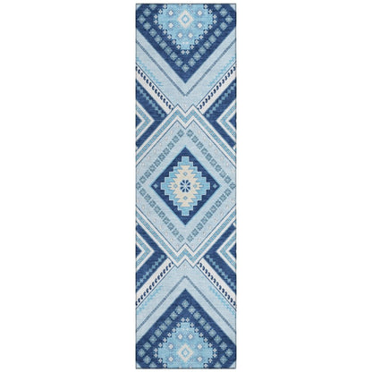 LOOMLAN Rugs Solene Navy Washable Indoor-Outdoor Rug