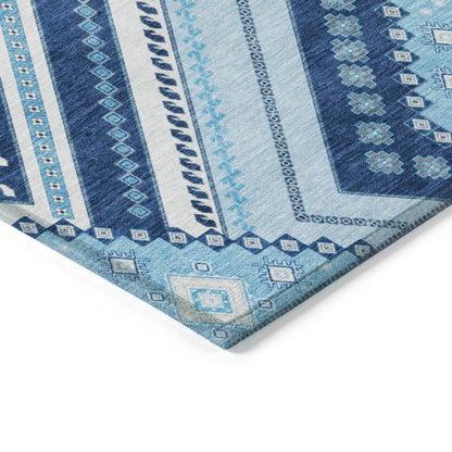 LOOMLAN Rugs Solene Navy Washable Indoor-Outdoor Rug