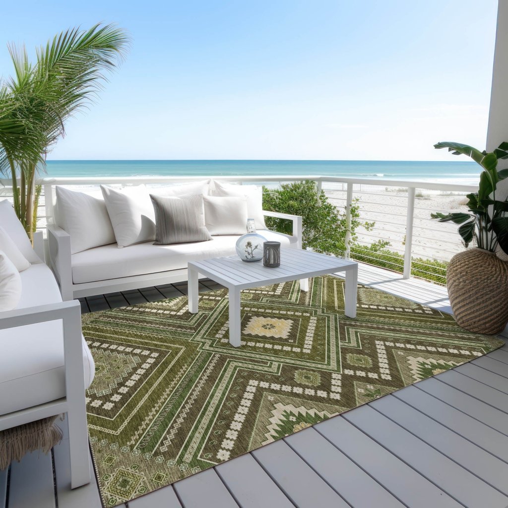 LOOMLAN Rugs Solene Olive Washable Indoor-Outdoor Rug