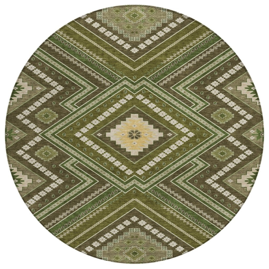 LOOMLAN Rugs Solene Olive Washable Indoor-Outdoor Rug
