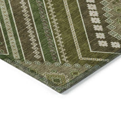 LOOMLAN Rugs Solene Olive Washable Indoor-Outdoor Rug