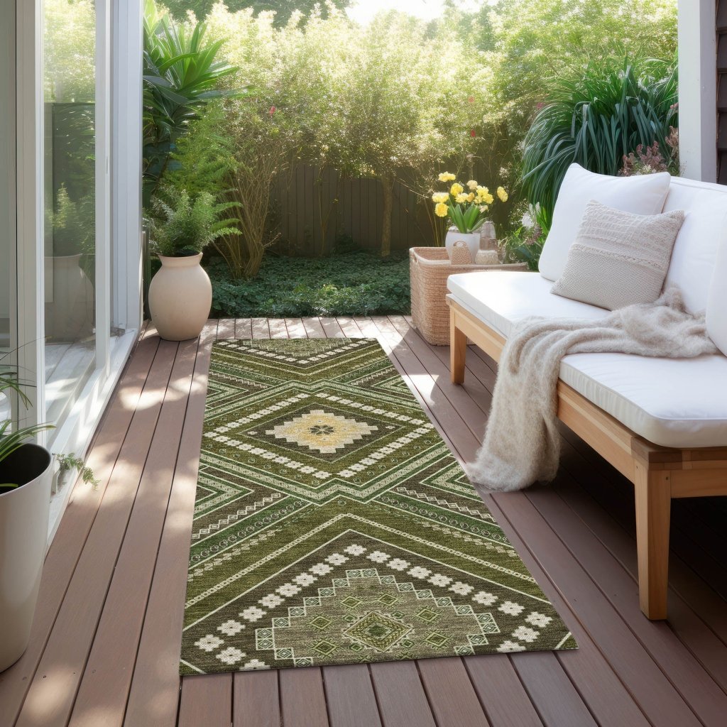 LOOMLAN Rugs Solene Olive Washable Indoor-Outdoor Rug