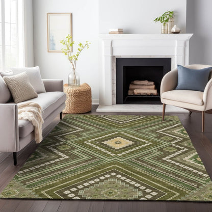 LOOMLAN Rugs Solene Olive Washable Indoor-Outdoor Rug