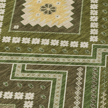 LOOMLAN Rugs Solene Olive Washable Indoor-Outdoor Rug
