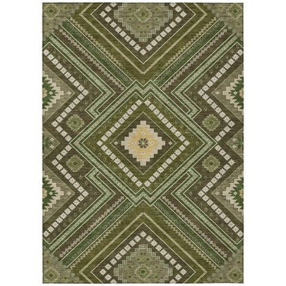 LOOMLAN Rugs Solene Olive Washable Indoor-Outdoor Rug