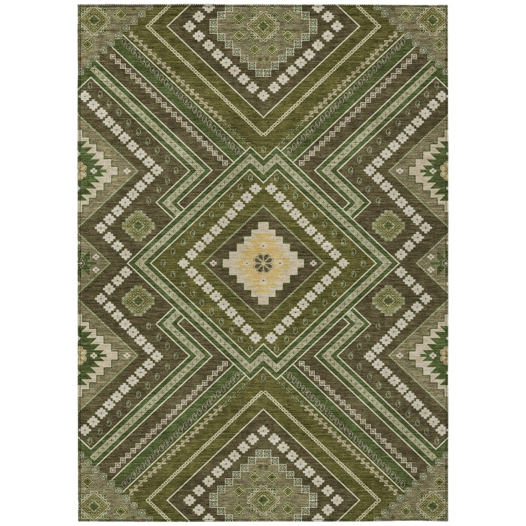 LOOMLAN Rugs Solene Olive Washable Indoor-Outdoor Rug
