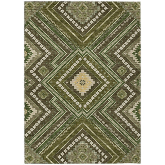 LOOMLAN Rugs Solene Olive Washable Indoor-Outdoor Rug