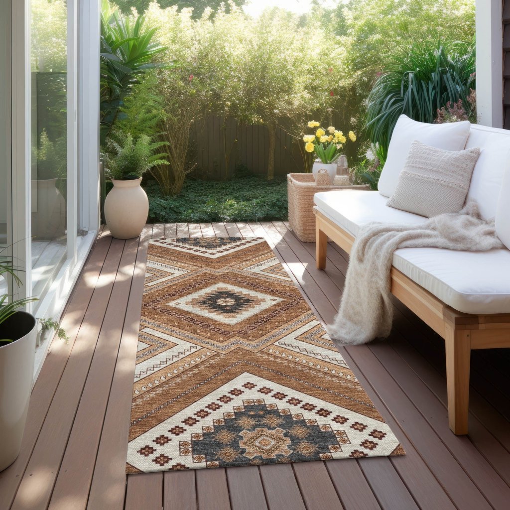 LOOMLAN Rugs Solene Orange Washable Indoor-Outdoor Rug