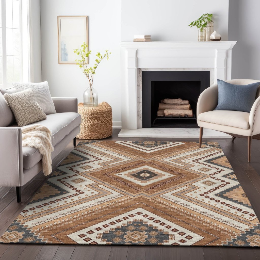 LOOMLAN Rugs Solene Orange Washable Indoor-Outdoor Rug