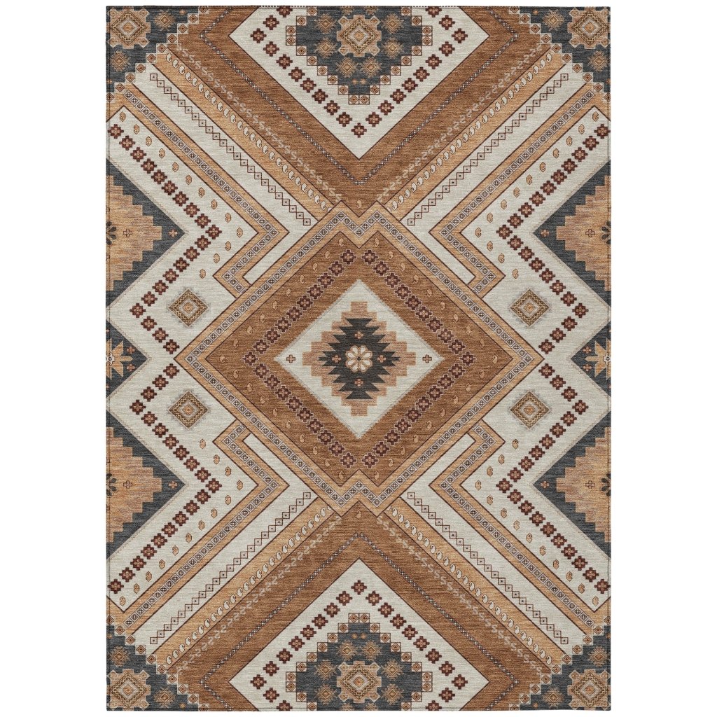 LOOMLAN Rugs Solene Orange Washable Indoor-Outdoor Rug