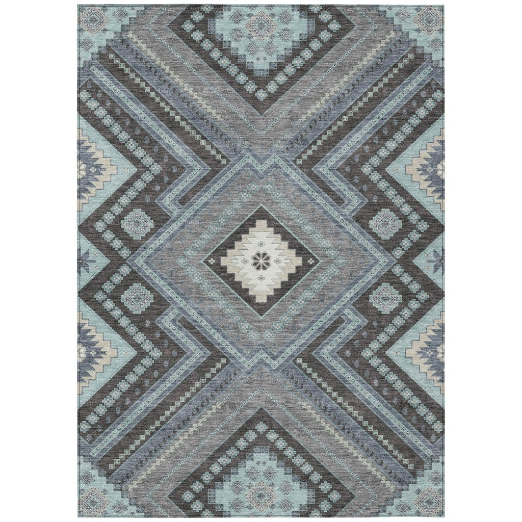 LOOMLAN Rugs Solene Pewter Washable Indoor-Outdoor Rug