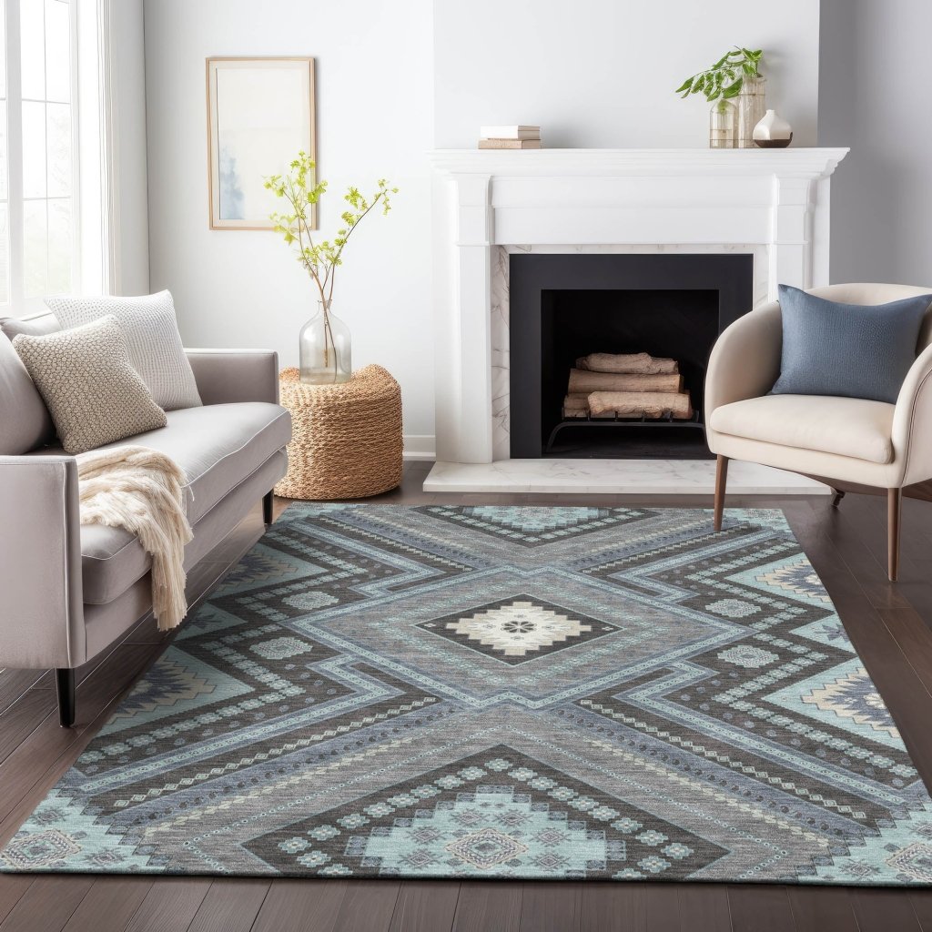LOOMLAN Rugs Solene Pewter Washable Indoor-Outdoor Rug
